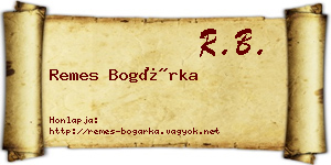 Remes Bogárka névjegykártya